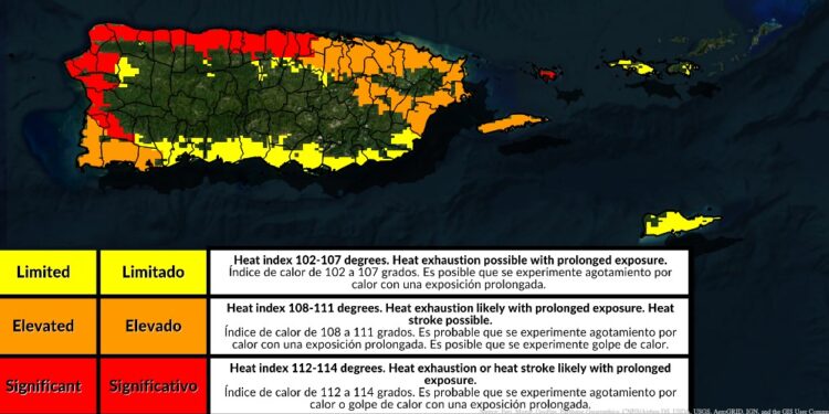 Mapa de riesgo de calor. (SNM)