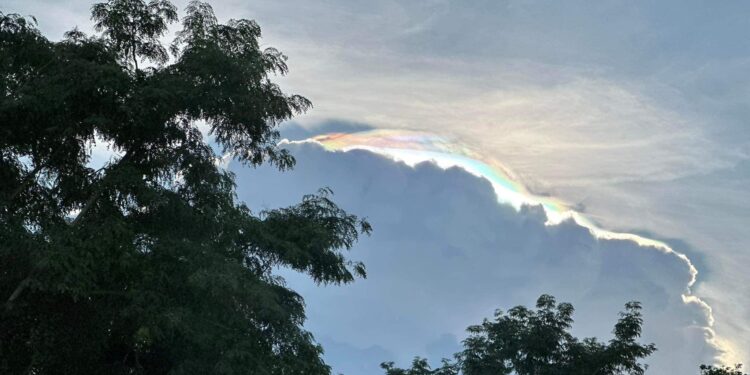 Foto de la nube irisdicente por Lourdes Berríos desde Hato Rey.