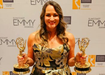 Deborah Martorell, durante la premiación de los Emmy. (Deborah Martorell/Facebook))